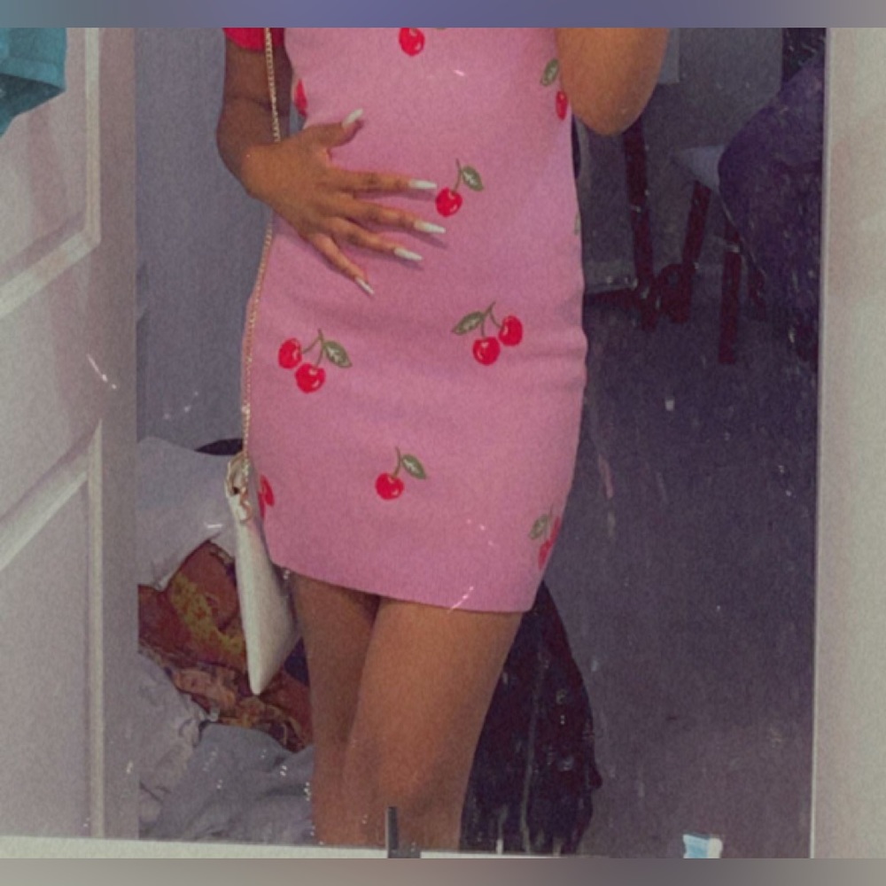 Cute retro cherry knit dress